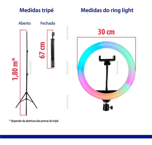 Ring Light Led Luz Gravar Vídeo Maquiagem Colorido Rgb33