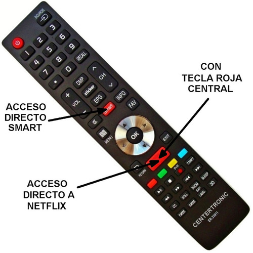 Imagen 3 de 6 de Control Remoto Er-33911 Smart Tv Netflix Led Ilo Hisense Bgh