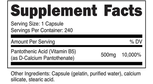 Vitamina B5 Ácido Pantotenico Importado