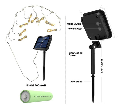 & Iluminación Solar Para Sombrilla Con Control Remoto, 104