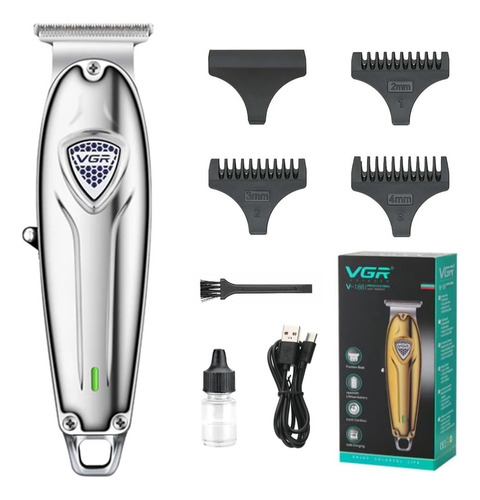 Máquina Cortar Pelo Barba Trimmer Patillera Vgr V-188 Metal Color Plateado