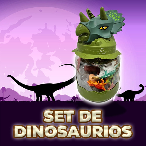 Set Dinosaurios Bote Cabeza Dinosaurio Triceratops Infantil