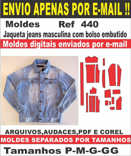 Imagem 1 de 1 de Moldes De Jaqueta Jeans Masculina Bolso Embutido