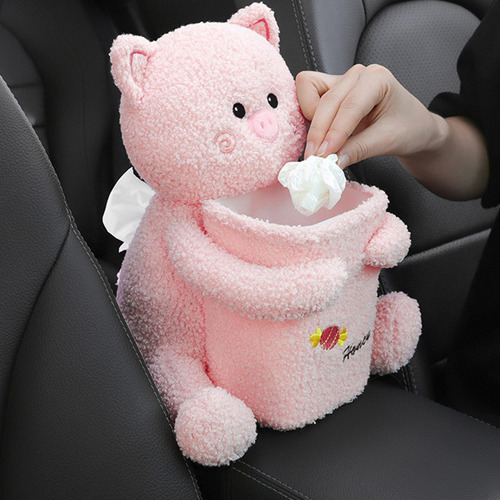 Para Coche Bote De Basura Juguete De Peluche Lindo Cerdito