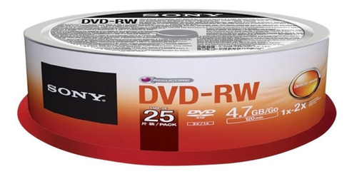 Imagen 1 de 1 de Disco virgen DVD-RW Sony de 2x por 25 unidades