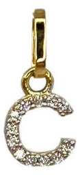 Pingente Inicial Do Nome Letra C Em Ouro 18k Com Zircônias