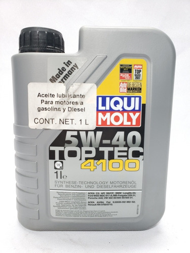 Aceite Sintetico Liqui Moly 5w40 Top Tec 4100 1 L. 40000 Km