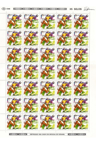 Folha Inteira Selo 1246 Jogada Copa Futebol Espanha 82