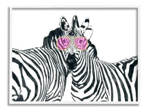Stupell Industries Zebra Safari Animal Pair Pink Anteojos De