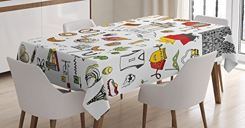 Ambesonne German Tablecloth, Doodle A Mano De La 39dzn