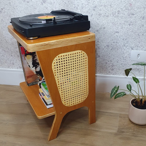 Rack Para Discos De Vinil Lps E Aparelhos Com Palha Indiana