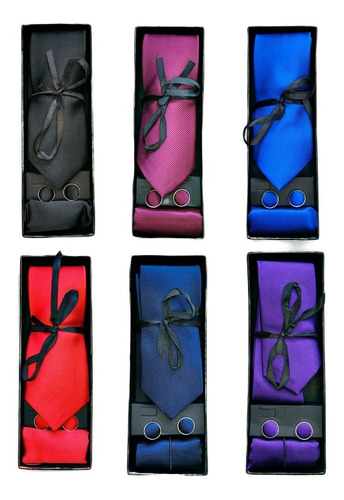 4 X Corbatas Slim Pack Colleras Y Pañuelo Variados Colores!