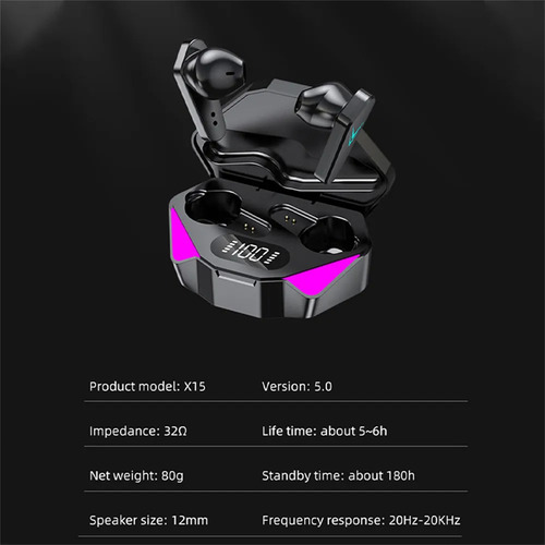 Auriculares Juegos Bluetooth X15 Manos Libres 5.0 Gamer Pro