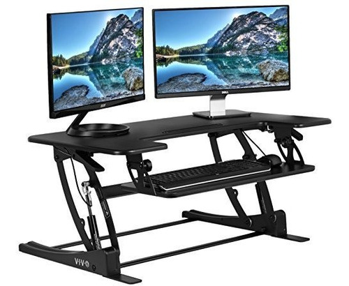Vivo Black Height Adjustable 36 Stand Up Desk Converter | Qu