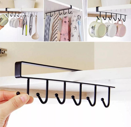 Perchero Barral Seis Ganchos Estante Cocina Placard