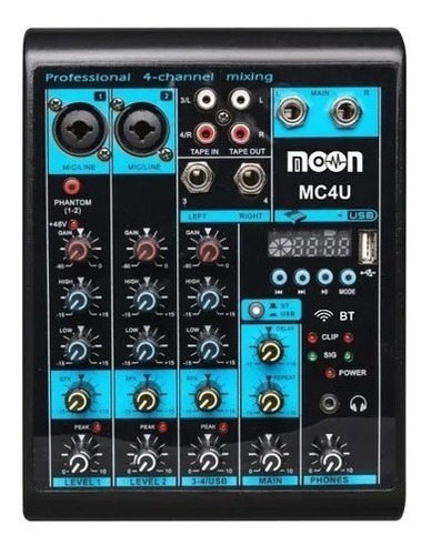 Consola De Sonido Audio Mixer Usb Bluetooth Moon Mc4u