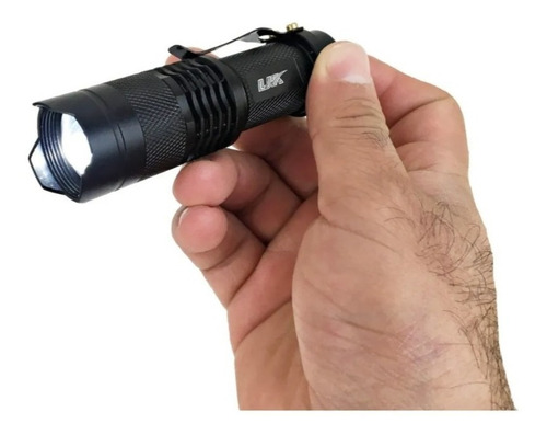 Lampara Tactica Luz Blanca Led Bateria Recargable Con Zoom Linterna Negro Luz Blanco