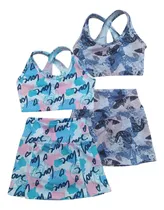 Comprar Conjuntos Short Pollera Y Tops Deportivos De Nena X2
