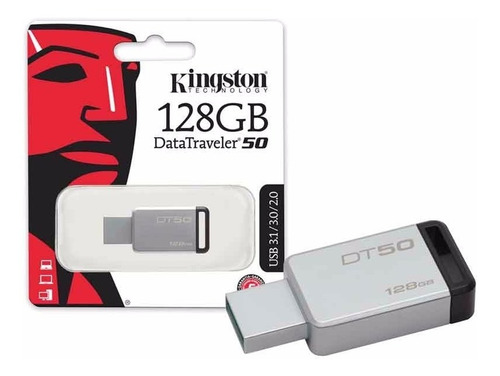 Pen Drive 128gb Kingston Usb 3.1 Dt50/128 Metal Original