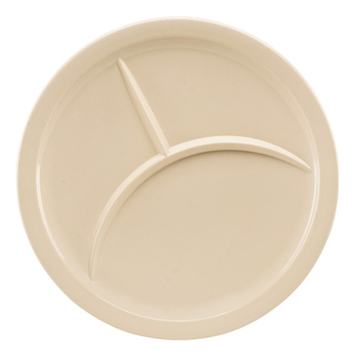 36 Platos 3 Divisiones Melamina Beige Gruesa Lisa