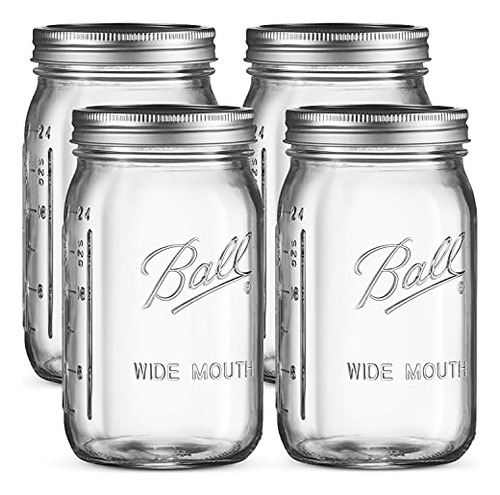 Ball Wide Mouth Mason Jars 32 Oz [4 Pack] Con Tapas 2z9bd