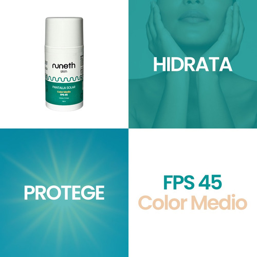 Nuneth - Pantalla Solar Color Medio, Fps 45, 50ml