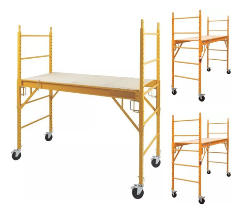 Kit 3 Andamios Rodantes Tipo Baker 1.8 M Altura 453 Kg Carga