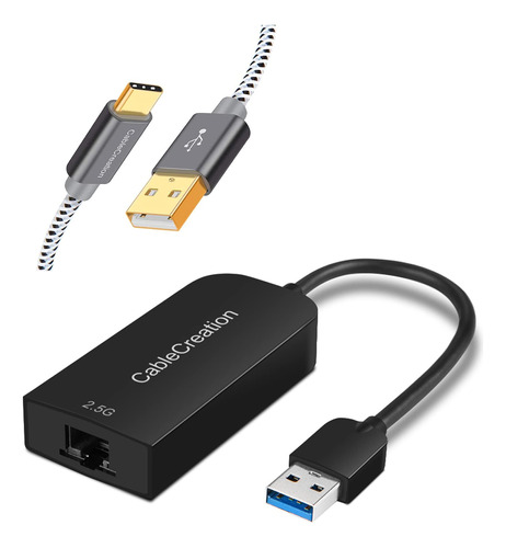 2 Articulos: Adaptador Ethernet Usb 2.5 G Cable C Corto 0.8