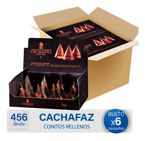 Caja Cachafaz Conitos Chocolate Negro Dulce De Leche Pack