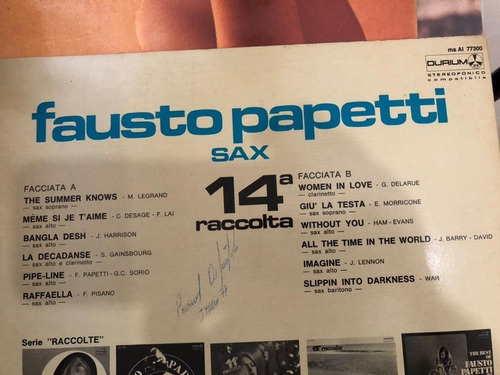 Disco Long Play Vinil - Fausto Papetti - Sax (leer)