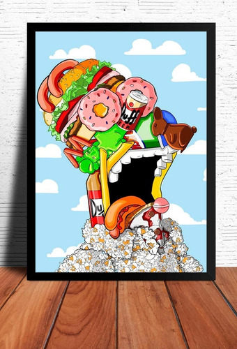 Poster Homero Los Simpson Duff Marco Negro 33x48cm Fan Arte