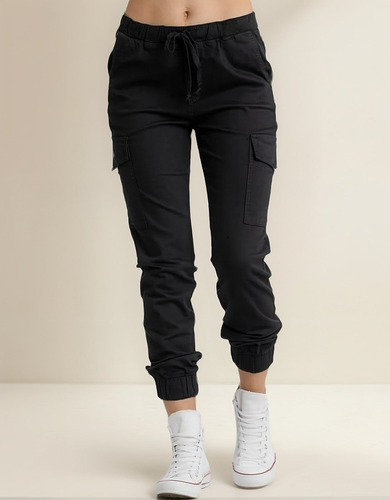 N Pantalones Stretch Mujer Jogger Tipo Cargo Con 4 Bolsillo