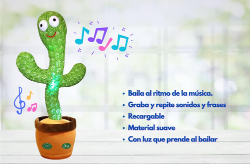 Juguete Cactus Bailarín Repite Sonidos Y Frases Recargable