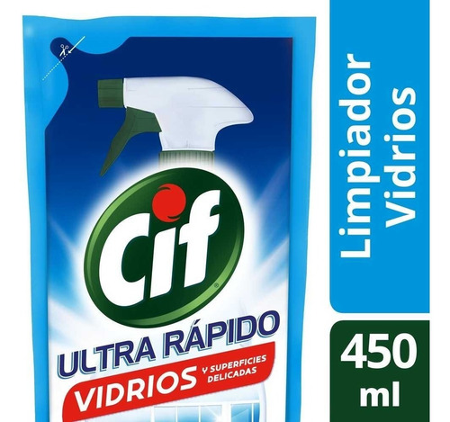 Repuesto Cif Eco Gatillo Limpiador Líquido Vidrios 450 Ml
