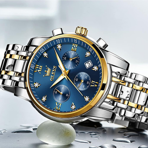 Olevs Relojes De Cuarzo Azul Para Hombre Reloj Cronógrafo De