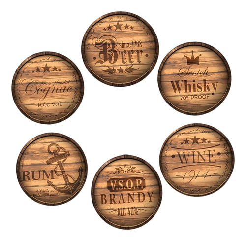 6 Posavasos De Madera Para Bebidas, Juego De Posavasos De