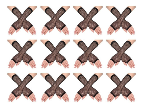 Imagen 1 de 9 de Guantes De Red Sin Dedos Mediano Negro X 12 Unidades