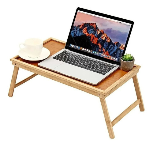 Imagen 1 de 8 de Mesa Bandeja De Cama Desayunador Madera Bambu Notebook