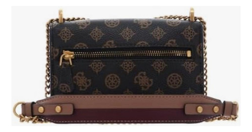 Bolsa Fynna Mini Convrtbl Crsbdy Flp En Color Café/vino Mocha Logo Merlot Estampado Vino/café