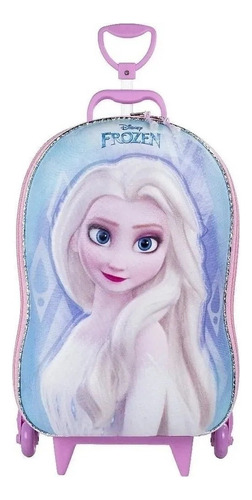 Mochila  Lancheira Escolar 3d Infantil Elsa Frozen Disney Cor Azul-celeste