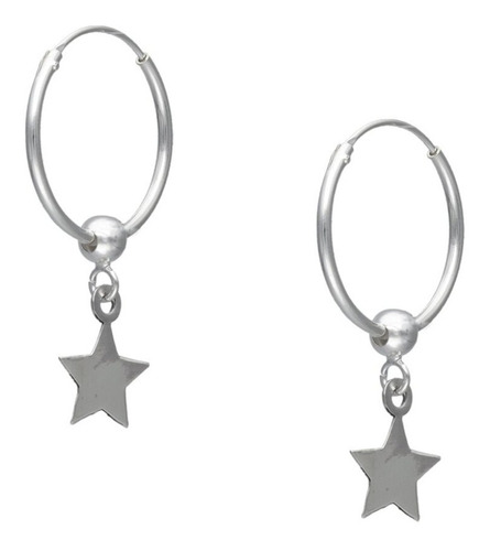 Aros Argolla, Diseño Esfera Estrella, 18mm, Plata Fina 925.