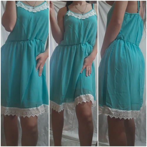 Vestido Gasa Con Encaje Oferta Talle 2 