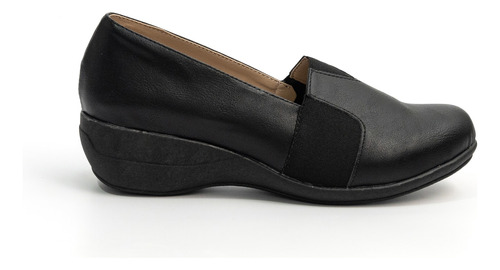 Zapatos Negro Con Elástico Tesalia Eco Cuero Mujer
