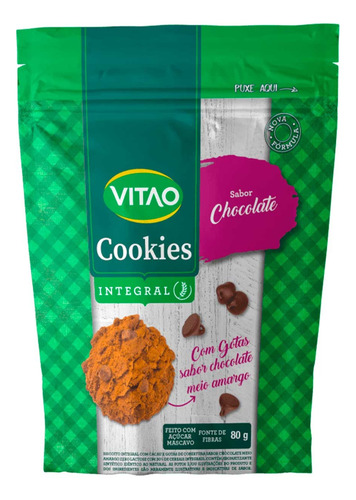 Cookies Integrais Com Gotas De Chocolate - (80g) - Vitao