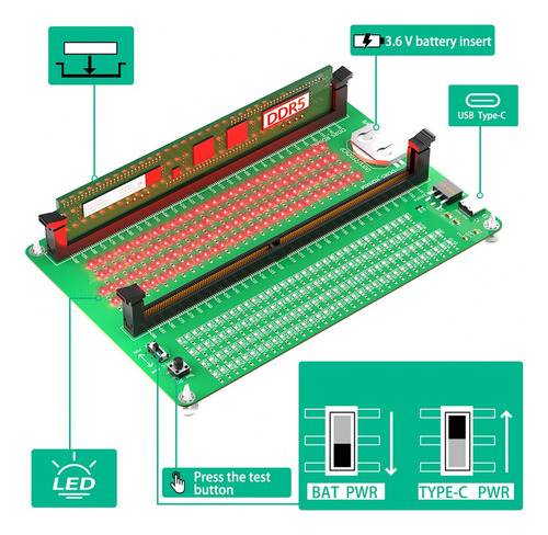 Testador De Memória Ddr5 Rdimm/udimm Cartão De Teste De Memó