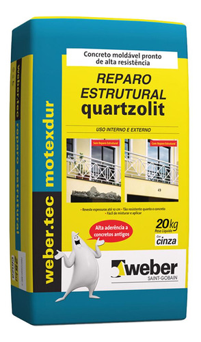 Argamassa Reparo Estrutural 20kg - Quartzolit