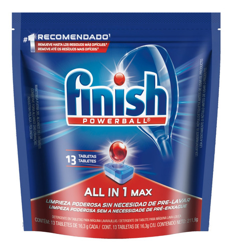 Finish Powerball Detergente Lavavajillas Doypack 13 Tabletas