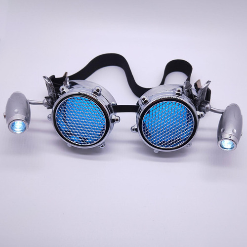 4 Gafas De Estilo Steampunk Únicas 18x6cm Argenta Brillante
