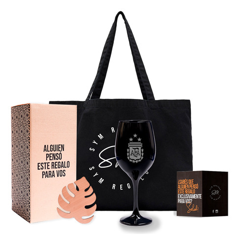 Box Afa Seleccion De Una Copa Negra Grabada Regalo Ideal
