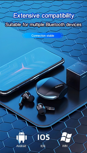 Fone De Ouvido Gm2 Pro Lenovo Thinkplus Bluetooth 5.3 Preto